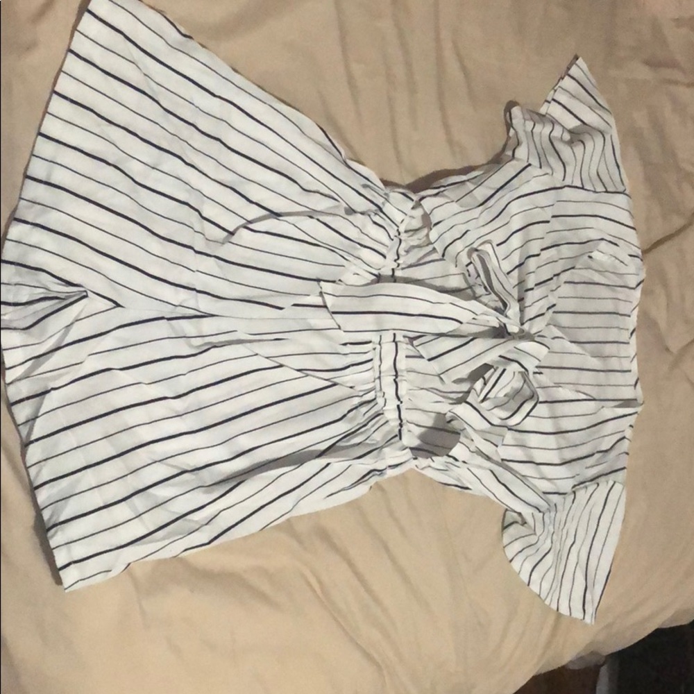 Striped cut-out romper